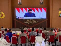Kapolda Sulbar Beserta Pejabat Utamanya Gelar Nobar Pelantikan Presiden dan Wakil Presiden RI